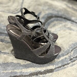GUESS Women's Sparkling Wedge Sandals - Silver